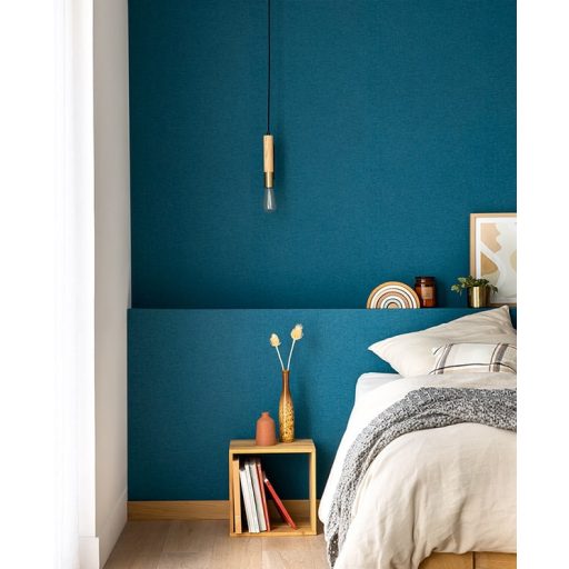 Kellemes tapintású strukturált egyszínű pamutgéz minta madura/érett/kék tónus tapéta