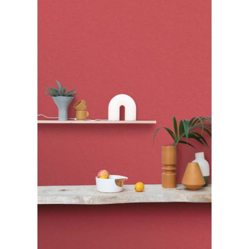 Kellemes tapintású strukturált egyszínű pamutgéz minta piros tónus tapéta