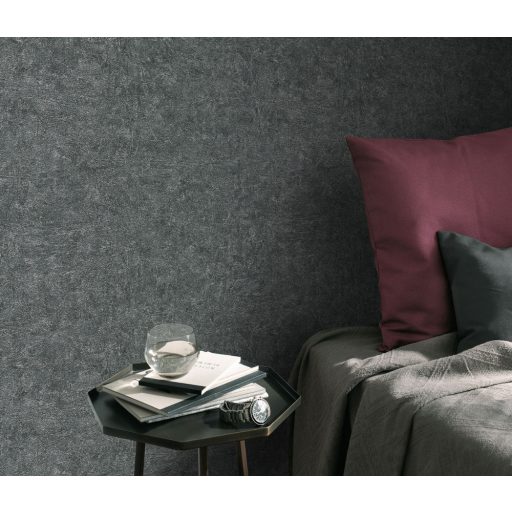 Monokróm karcolt kopott vakolatminta szürke sötétszürke és ezüst tónus fémes hatás tapéta