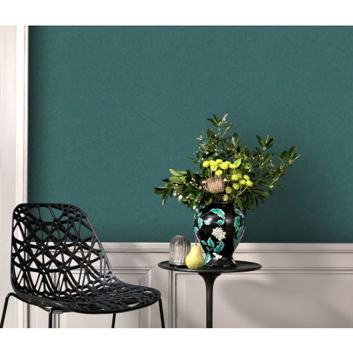 Monokróm karcolt kopott vakolatminta szürke zöld/türkizzöld tónus fémes hatás tapéta