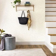   Fémes egyszínű textil szövethatású krémfehér és arany tónus tapéta