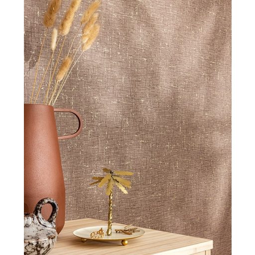 Kellemes tapintású strukturált egyszínű pamutgéz minta praliné és arany akcentusok fémes hatás tapéta