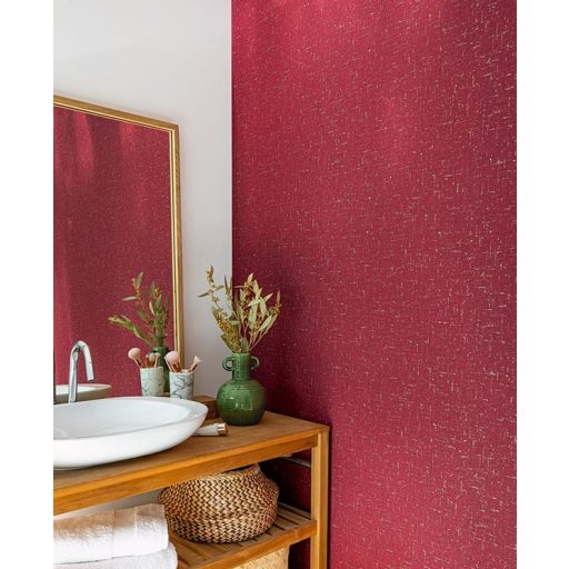 Kellemes tapintású strukturált egyszínű pamutgéz minta bíborszín és arany akcentusok fémes hatás tapéta