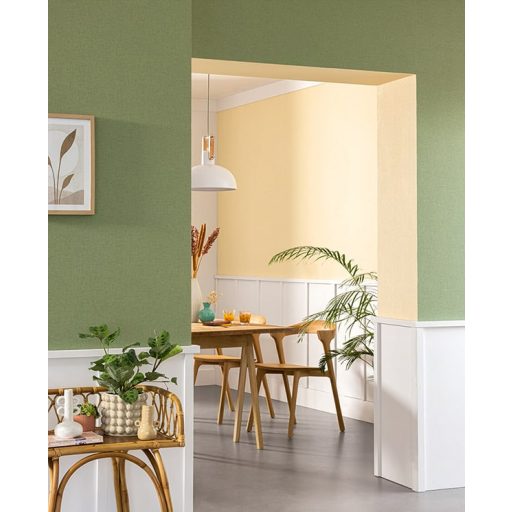 Kellemes tapintású strukturált egyszínű pamutgéz minta eukaliptusz zöld és arany akcentusok fémes hatás tapéta