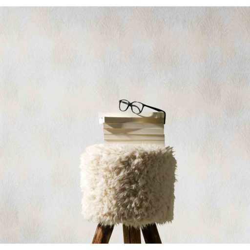 A természet beköltözik ezzel a csillogó pampafű mintával krémszürke bézs és ezüst tónus fémes hatás tapéta