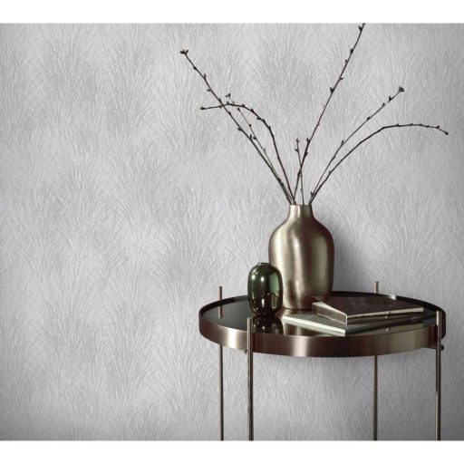 A természet beköltözik ezzel a csillogó pampafű mintával világosszürke és ezüstszürke tónus fémes hatás tapéta