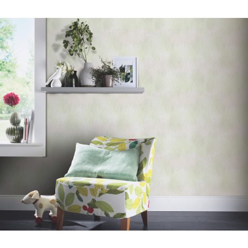 A természet beköltözik ezzel a csillogó pampafű mintával krémfehér zöld és ezüstszürke tónus fémes hatás tapéta