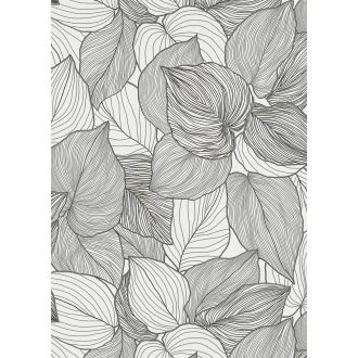   Erezetében és sűrű elhelyezkedésben az ereje - levélmintázat krém/krémfehér és fekete tónusok csillogó hatás tapéta