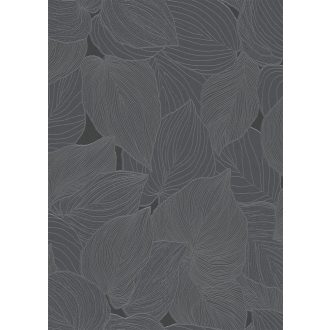   Erezetében és sűrű elhelyezkedésben az ereje - levélmintázat sötétszürke antracit és ezüst tónusok csillogó hatás tapéta