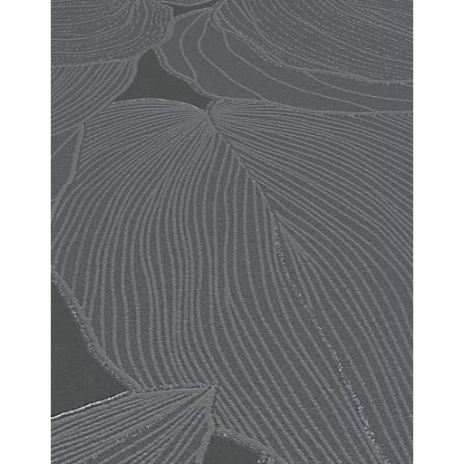 Erezetében és sűrű elhelyezkedésben az ereje - levélmintázat sötétszürke antracit és ezüst tónusok csillogó hatás tapéta