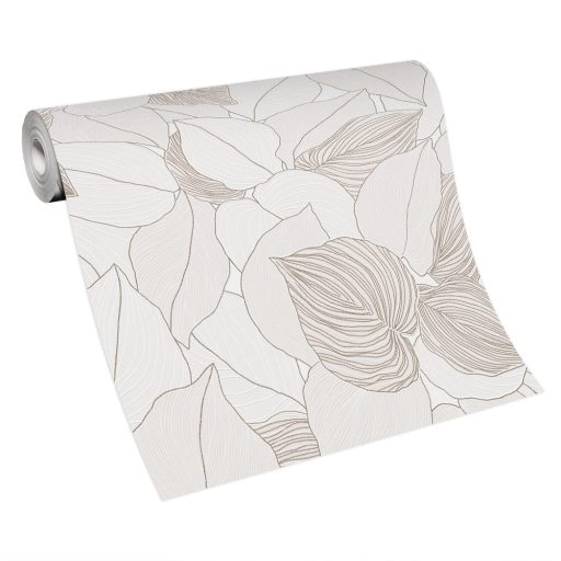 Erezetében és sűrű elhelyezkedésben az ereje - levélmintázat krém bézs és barna tónusok csillogó hatás tapéta