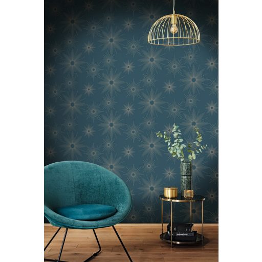 Óda a legfényesebb csillaghoz - a nap szerelmeseinek öt napminta stílusos elegye pávakék és arany tónus fémes fény tapéta