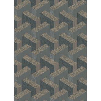   Térbeli elhelyezkedású hasábok változatos felületi struktúrák 3D geometriai minta szürke sötétbarna antracit és arany tónusok tapéta