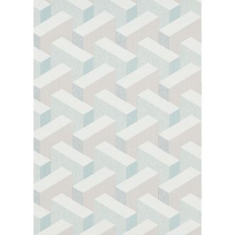   Térbeli elhelyezkedású hasábok változatos felületi struktúrák 3D geometriai minta fehér szürke bézs kék és világos türkiz tónusok tapéta