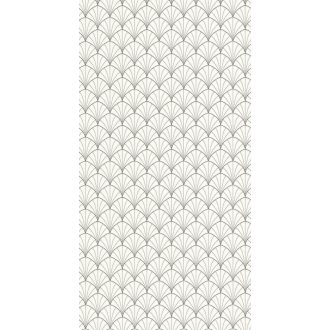   Rajongóknak! Az Art Deco klasszikusa pontokkal kialakított legyezőmotívum krémfehér és fekete tónus finom fémes fény tapéta