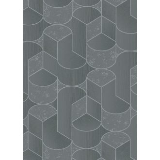   Kifinomult grafikus minta váltakozó vonal és beton struktúra háttéren sötétszürke antracit és ezüst tónus fényes mintarészletek tapéta
