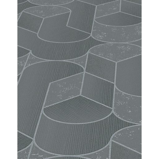 Kifinomult grafikus minta váltakozó vonal és beton struktúra háttéren sötétszürke antracit és ezüst tónus fényes mintarészletek tapéta