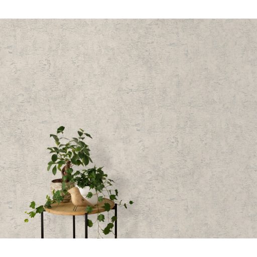 Modern kopott (shabby) felületű strukturált beton mintázat bézs és ezüst tónus fényes mintarészletek tapéta