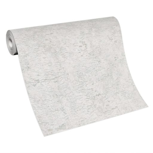 Modern (shabby) kopott felületű strukturált beton mintázat törtfehér világoszöld és ezüst tónus fényes mintarészletek tapéta