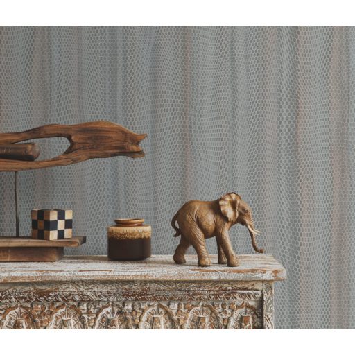 Kigyóbőrre emlékeztető strukturált fénylő méhsejt mintázat szürke ezüst és világos bronz tónus fémes hatás tapéta