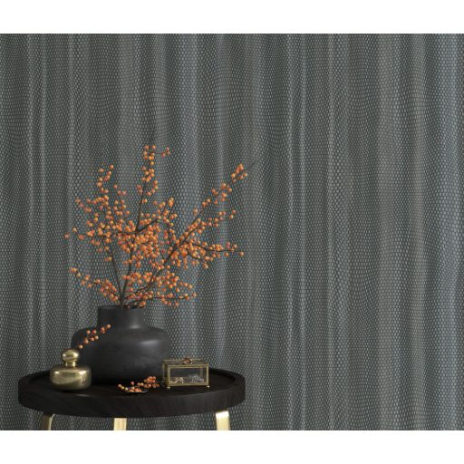 Kígyóbőrre emlékeztető strukturált fénylő méhsejt mintázat szürke antracit és ezüst tónus fémes hatás tapéta