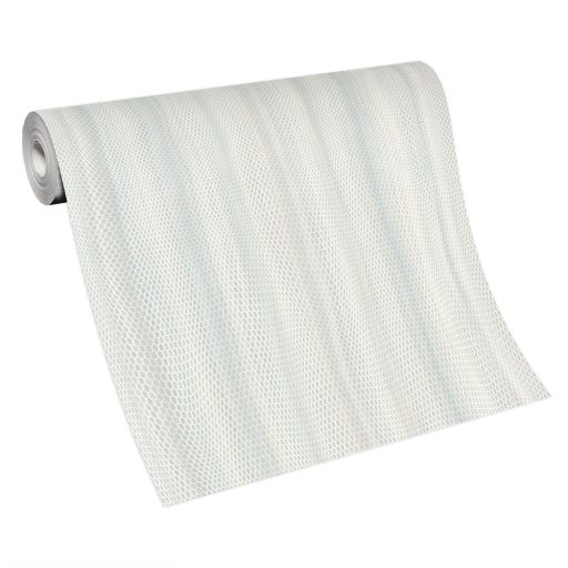 Kígyóbőrre emlékeztető strukturált fénylő méhsejt mintázat krém szürke világoskék és ezüst tónus fémes hatás tapéta