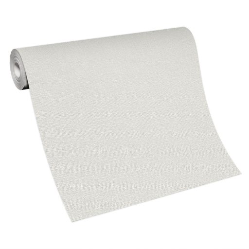 Szövött hatású egyszínű struktúrminta törtfehér/szürkésfehér és ezüst tónus fémes hatás tapéta