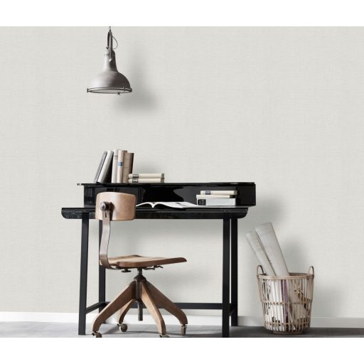 Szövött hatású egyszínű struktúrminta törtfehér/szürkésfehér és ezüst tónus fémes hatás tapéta