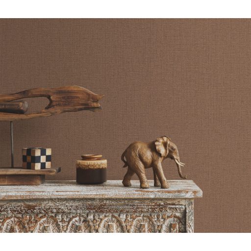 Szövött hatású egyszínű struktúrminta barna/bronzbarna tónus tapéta