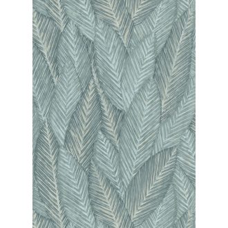   Markáns megjelenésű intenzív 3D trópusi erezett levélminta zöld szürkészöld és bézs tónusok tapéta