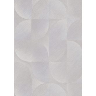   Lekerekített mértani elemek ötletes elrendezésben szürkésbézs szürkésbarna és szürkéslila tónus fémes szálcsiszolt felület tapéta