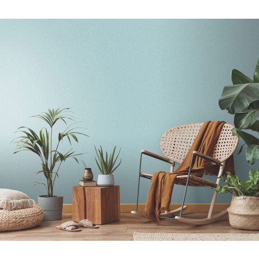 Strukturált egyszínű textilhatású minta türkiz/világos türkiz tónus tapéta