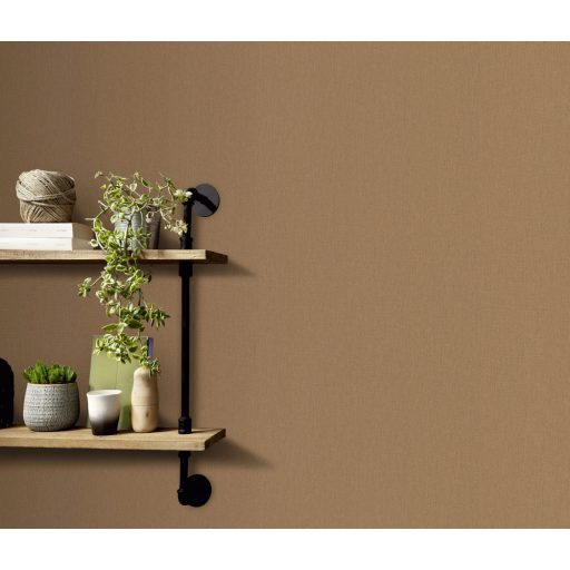 Strukturált egyszínű textilhatású minta barna/aranybarna tónus tapéta