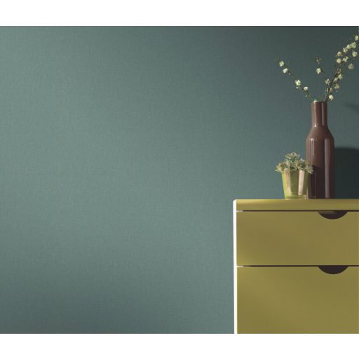 Strukturált egyszínű textilhatású minta zöld tónus tapéta