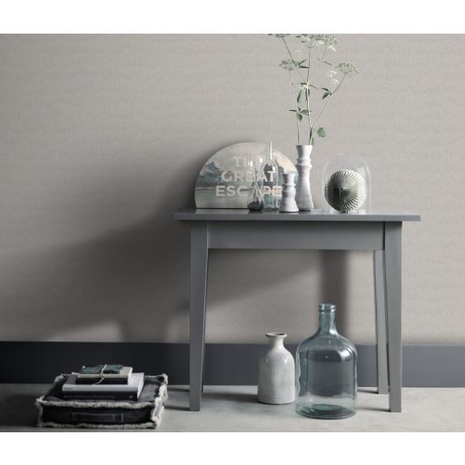 Strukturált egyszínű textilhatású minta szürkésbarna tónus tapéta