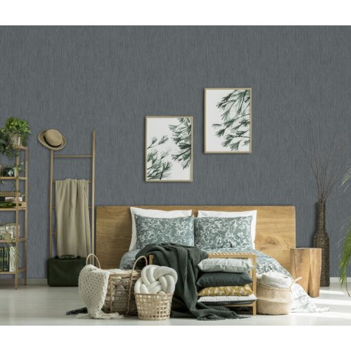 Finom vonalstruktúrájú fémes hatású egyszínű minta sötétszürke és antracit tónus enyhe fény tapéta