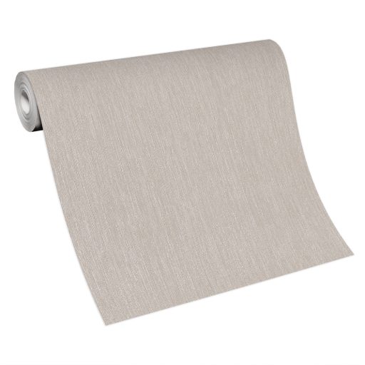 Finom vonalstruktúrájú fémes hatású egyszínű minta bézs/szürkésbézs és világosbarna tónus enyhe fény tapéta