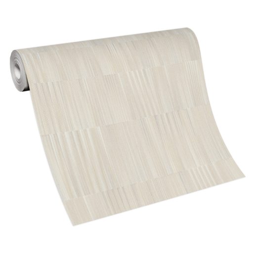 Akár fémlemezekre hasonlító 3D grafikus indusztriális minta krém bézs szürkésbézs és ezüstszürke tónusok tapéta