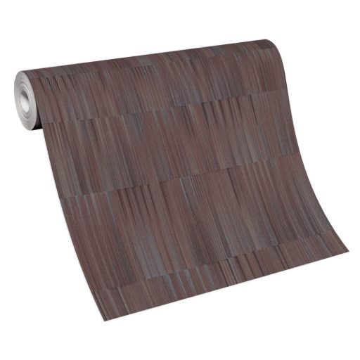 Akár fémlemezekre hasonlító 3D grafikus indusztriális minta vörösesbarna barna és ezüstszürke tónusok tapéta