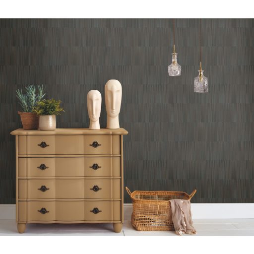 Akár fémlemezekre hasonlító 3D grafikus indusztriális minta barna fekete szürkéskék és szürke tónusok tapéta