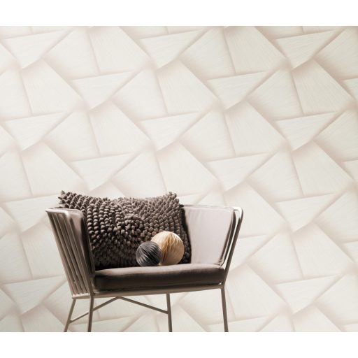 Vonzódás és összefonódás! Művészien kifejező grafikus 3D minta krém és bézs tónus csillogó mintafelület tapéta