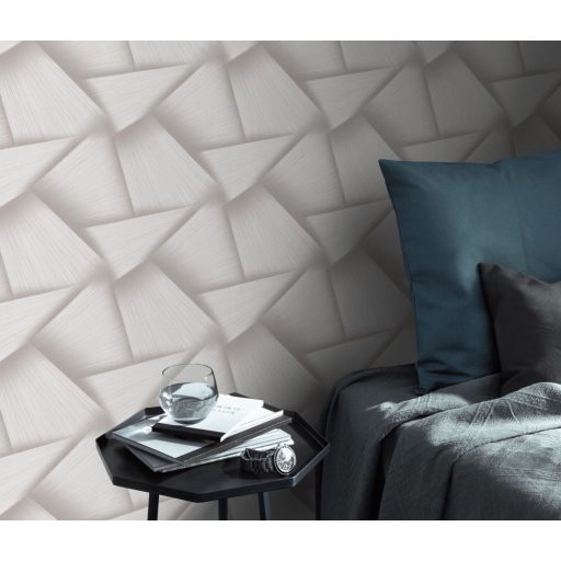 Vonzódás és összefonódás! Művészien kifejező grafikus 3D minta krém bézs és gyöngyház tónus csillogó mintafelület tapéta