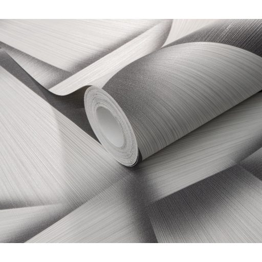 Vonzódás és összefonódás! Művészien kifejező grafikus 3D minta szürke ezüstszürke és fehérezüst tónus csillogó mintafelület tapéta