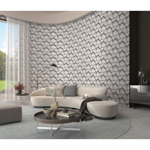 Vonzódás és összefonódás! Művészien kifejező grafikus 3D minta szürke ezüstszürke és fehérezüst tónus csillogó mintafelület tapéta