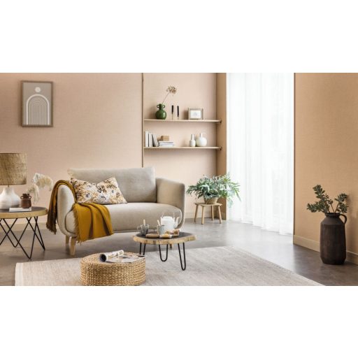 Természetes növényi textíliával - Juta - tervezett egyszínű strukturált minta mézszín tónus tapéta