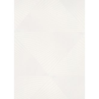   Legyezőszerűen megformált nagyléptékű háromszögek 3D mintája fehér/törtfehér tónus finom mintafény tapéta