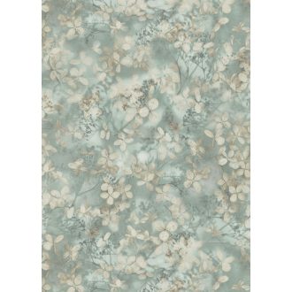   Finom ágakon nyíló varázslatos bodzavirágok a reggeli harmatban krém barna szürke kékeszöld és zöld tónus tapéta