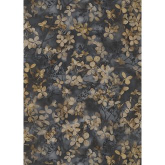   Finom ágakon nyíló varázslatos bodzavirágok a reggeli harmatban fekete kék barna és sárgás/aranybarna tónus tapéta