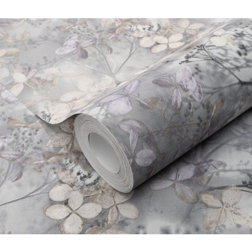 Finom ágakon nyíló varázslatos bodzavirágok a reggeli harmatban szürke lila krém és bézs tónus tapéta