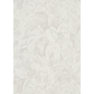   Akvarell festésű buja trópusi lombok levélzete finom fényben szürkésfehér és szürke tónus tapéta